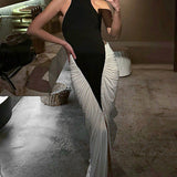 Ariana Bicolour Midi Dress with Pleats