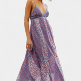 Lexa Boho Floral Chiffon Dress with Open Back