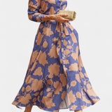 Samaria Midi Button Dress with Floral Collar