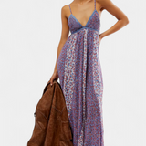 Lexa Boho Floral Chiffon Dress with Open Back
