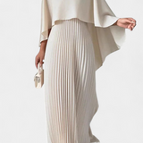 Jane High Neck Pleated Maxi Dress with Ruffle Sleeves