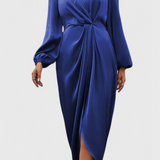 Giada Elegant Long Dress with V-Neck and Side Split