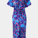 Wibia Printed Dress with Central Ruching and Voluminous Sleeves