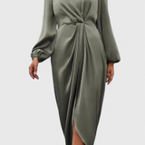 Giada Elegant Long Dress with V-Neck and Side Split