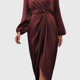 Giada Elegant Long Dress with V-Neck and Side Split
