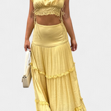 Ilys Romantic Set with Lace Top and Voluminous Long Skirt