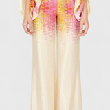 Sybella Two-Piece Set with Off-the-Shoulder Top and Wide-Leg Printed Trousers