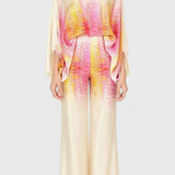 Sybella Two-Piece Set with Off-the-Shoulder Top and Wide-Leg Printed Trousers