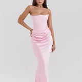 Emily Strapless Corset Draped Maxi Dress