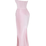 Emily Strapless Corset Draped Maxi Dress