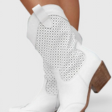 Annalla Modern Cowboy Boots with Side Zip