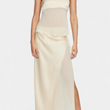 Fjorela Strapless Midi Skirt Set in Butter