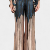 Sybella Two-Piece Set with Off-Shoulder Top and Wide-Leg Printed Trousers