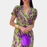 Elara Maxi Dress with Front Knot and Delicate Floral Print