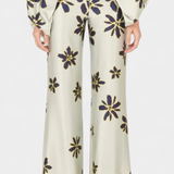 Sybella Two-Piece Set with Off-Shoulder Top and Wide-Leg Printed Trousers