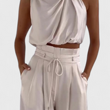 Helira Two-Piece Set with Fluid Top and Palazzo Trousers