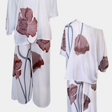 Sybella Two-Piece Floral Set with Off-the-Shoulder Top and Straight Trousers