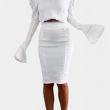 Minerva Elegant Lace Crop Top and High-Waisted Skirt Set