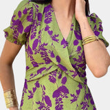 Elara Maxi Dress with Front Knot and Delicate Floral Print