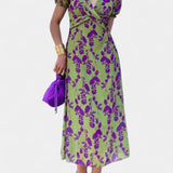 Elara Maxi Dress with Front Knot and Delicate Floral Print