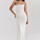 Emily Strapless Corset Draped Maxi Dress