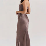 Emily Strapless Corset Draped Maxi Dress
