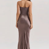 Emily Strapless Corset Draped Maxi Dress