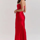 Emily Strapless Corset Draped Maxi Dress