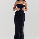 Emily Strapless Corset Draped Maxi Dress