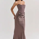 Emily Strapless Corset Draped Maxi Dress
