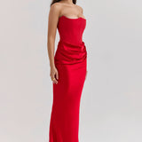 Emily Strapless Corset Draped Maxi Dress