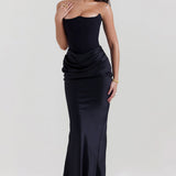 Emily Strapless Corset Draped Maxi Dress