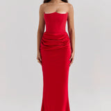 Emily Strapless Corset Draped Maxi Dress