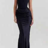 Emily Strapless Corset Draped Maxi Dress