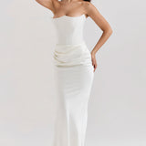 Emily Strapless Corset Draped Maxi Dress