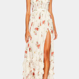Luna Maxi Dress with Floral Corset and Sophisticated Silhouette