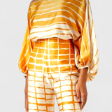 Sybella Two-Piece Set with Off-Shoulder Design and Wide-Leg Printed Trousers