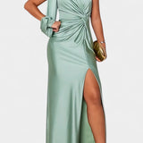 Charlotte Asymmetrical Draped One-Shoulder Dress