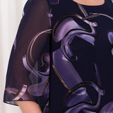 Shriley Chiffon Dress with Midnight Swirl Print and Fluid Silhouette