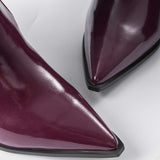 Synthetic Leather Boots with Pleats and Pointed Toe