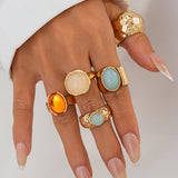 Open Ring Set with Rhinestones