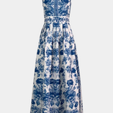 Shante Floral Print A-Line Dress with Lapel Collar