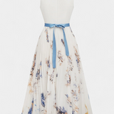 Elise Midi Dress Without Sleeves in Floral Print and Pleats
