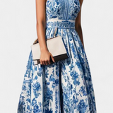 Shante Floral Print A-Line Dress with Lapel Collar