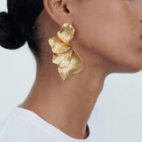 Textured Metal Leaf Drop Earrings
