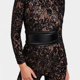 Jimena Lace Jumpsuit with Sequins and Belt
