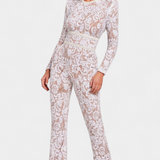 Jimena Lace Jumpsuit with Sequins and Belt