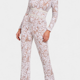 Jimena Lace Jumpsuit with Sequins and Belt