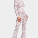 Jimena Lace Jumpsuit with Sequins and Belt
