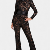 Jimena Lace Jumpsuit with Sequins and Belt
